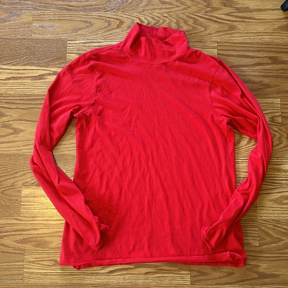 Anthropologie Red 100% Cotton Long Sleeve Mock Turtleneck Size Large - Picture 8 of 12